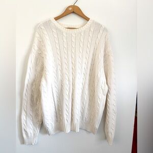 Covington Vintage Preppy 100% Cotton Cream Cable Knit Crewneck Sweater Size XXL
